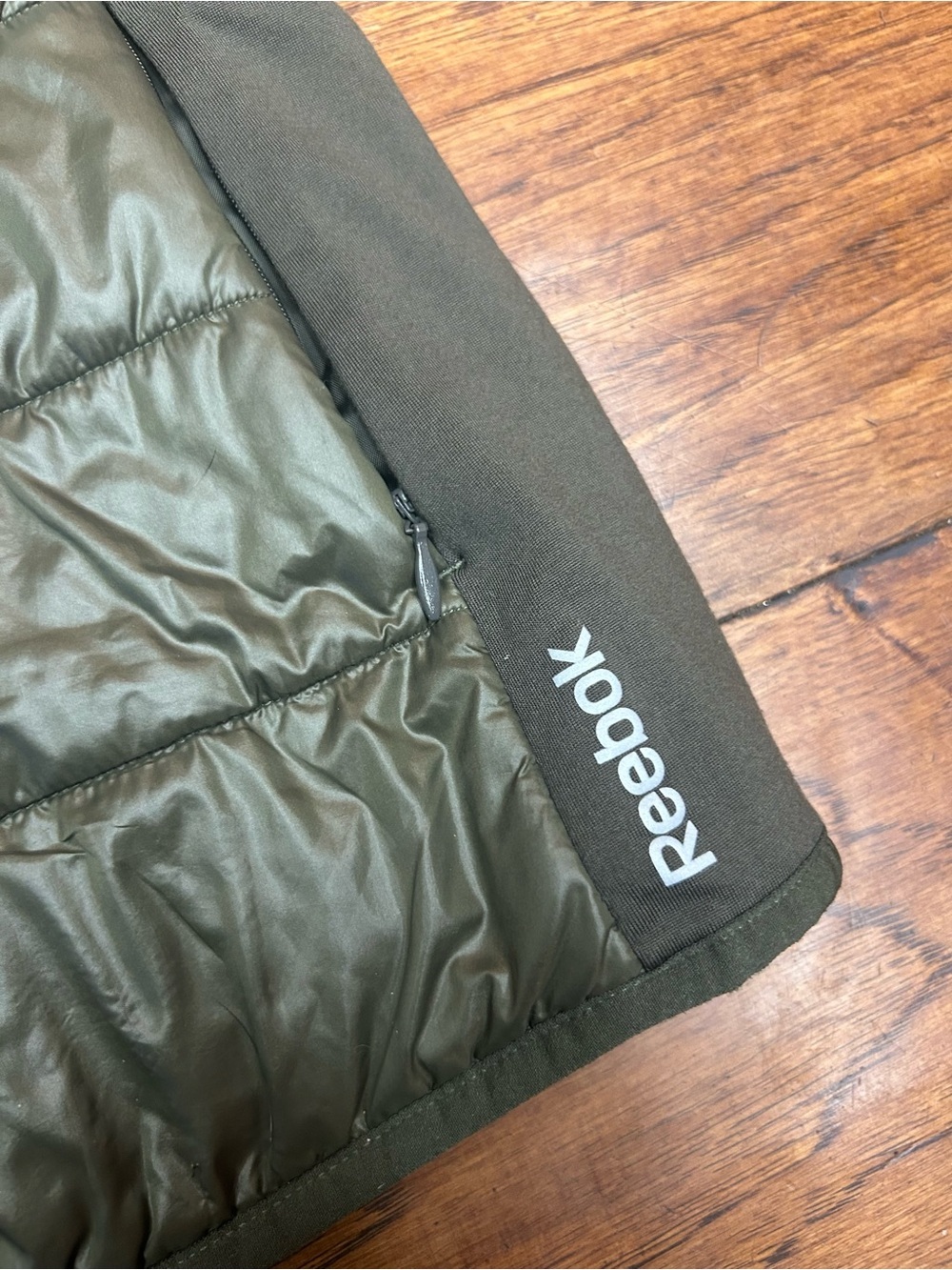 Reebok Olive Green Quilted Asymmetric Puffer Vest - Picture 6 of 9